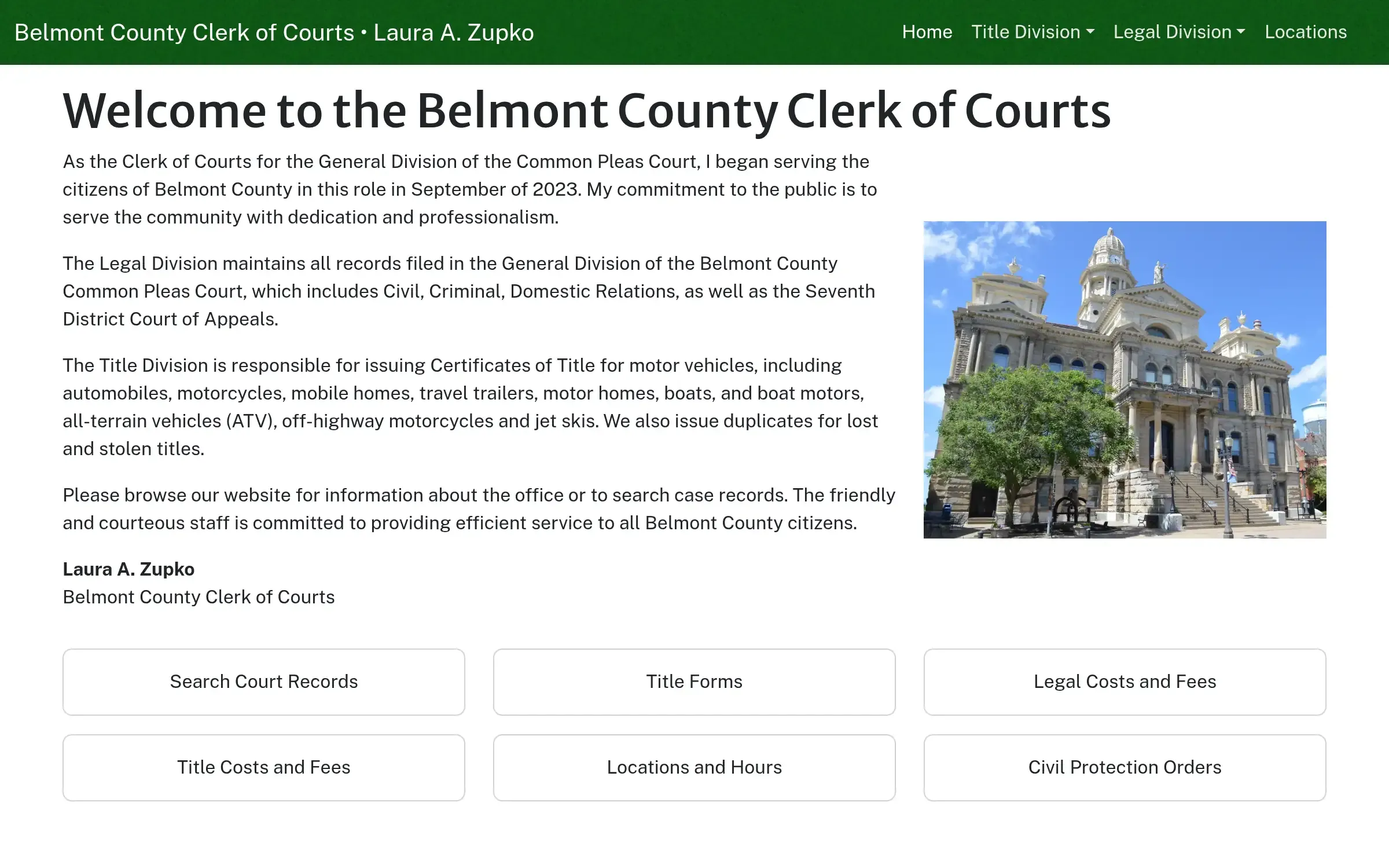 Belmont County Clerk of Courts Website